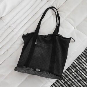 Super Rare Vintage Tom Ford Era Gucci Jacquard GG Packable Black Tote Bag